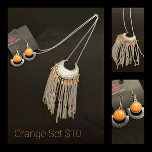 Orange Necklace and Earring Set